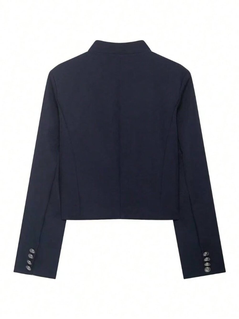 Navy Blue Casual Women's Versatile Button-Decor Single-Breasted Short Jacket - Picture 8 of 10